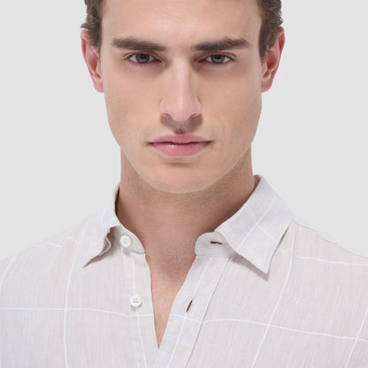 Bugatchi Karl Windowpane Shirt Sand