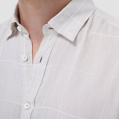 Bugatchi Karl Windowpane Shirt Sand