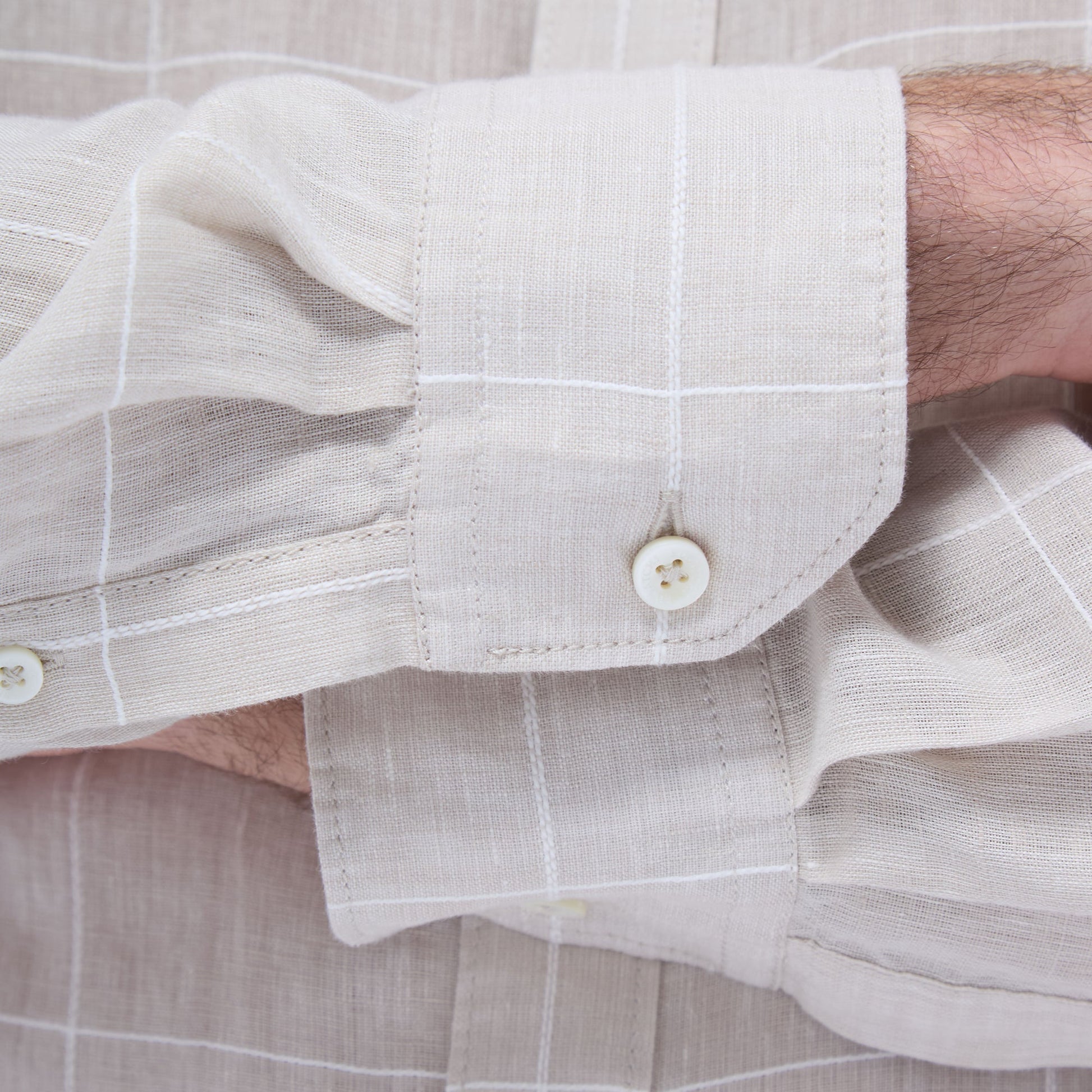 Bugatchi Karl Windowpane Shirt Sand