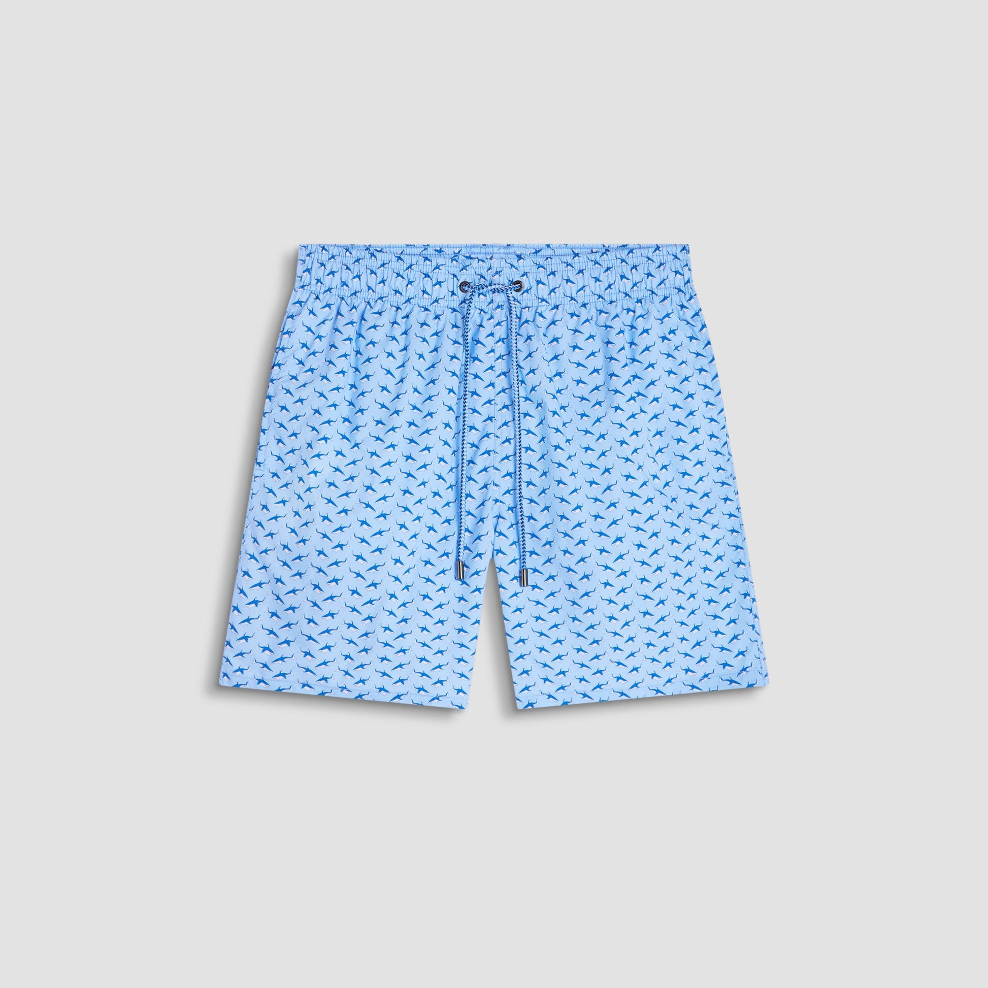 Bugatchi Cosmo Fish Print Swim Trunks Sky