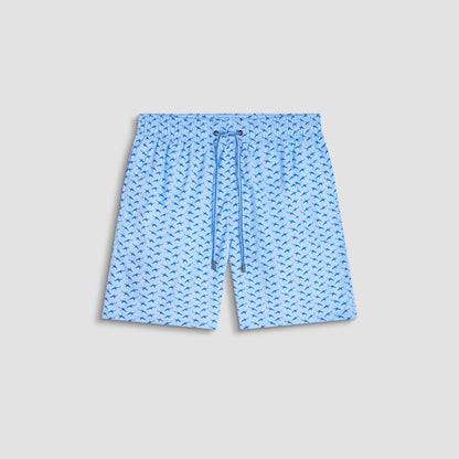 Bugatchi Cosmo Fish Print Swim Trunks Sky