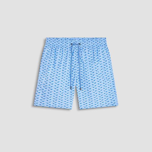 Bugatchi Cosmo Fish Print Swim Trunks Sky