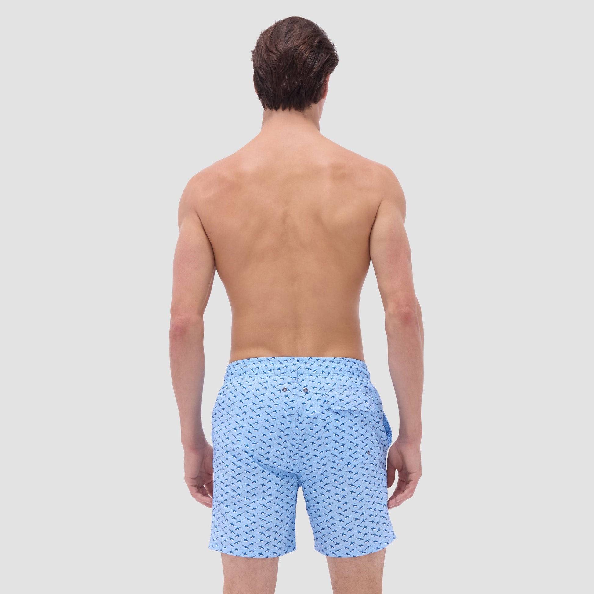 Bugatchi Cosmo Fish Print Swim Trunks Sky