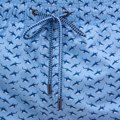 Bugatchi Cosmo Fish Print Swim Trunks Sky