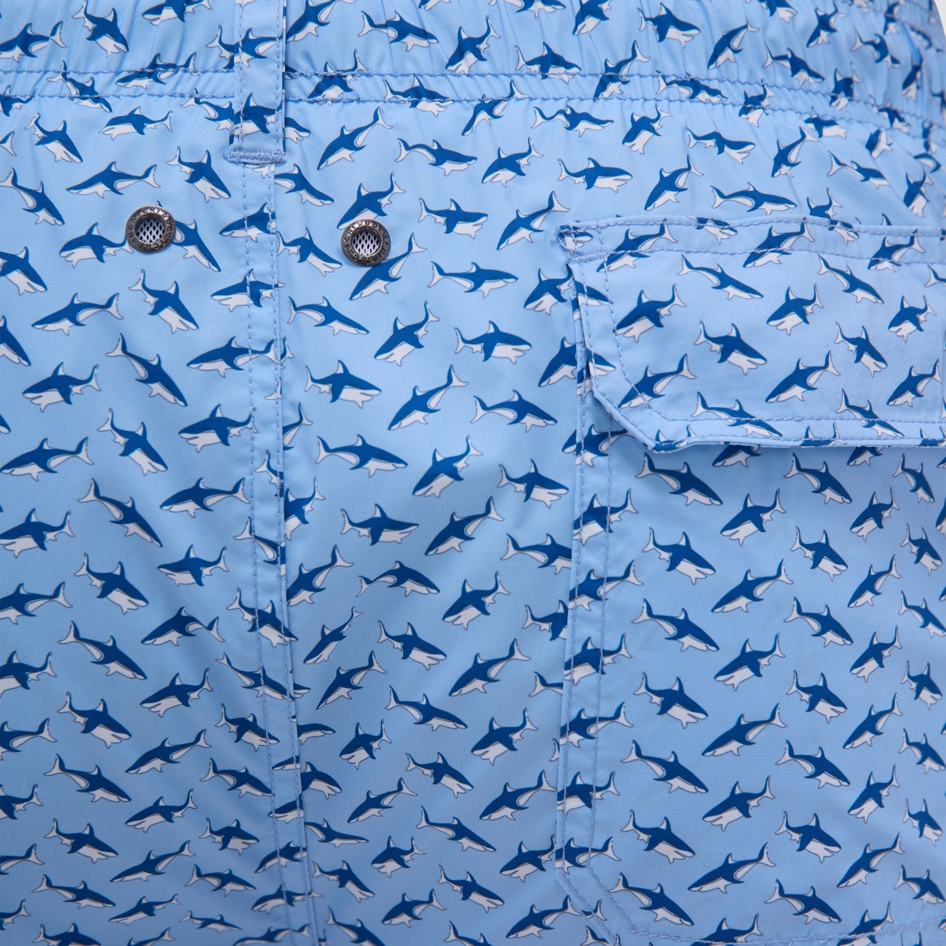 Bugatchi Cosmo Fish Print Swim Trunks Sky
