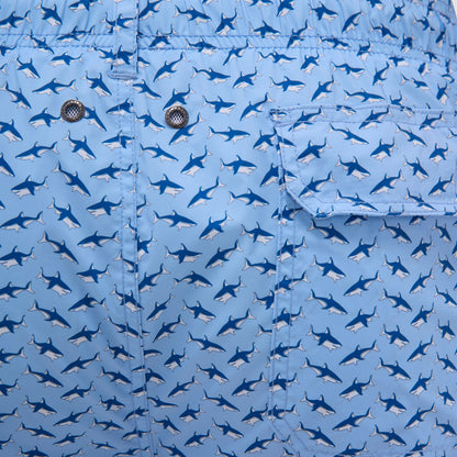 Bugatchi Cosmo Fish Print Swim Trunks Sky