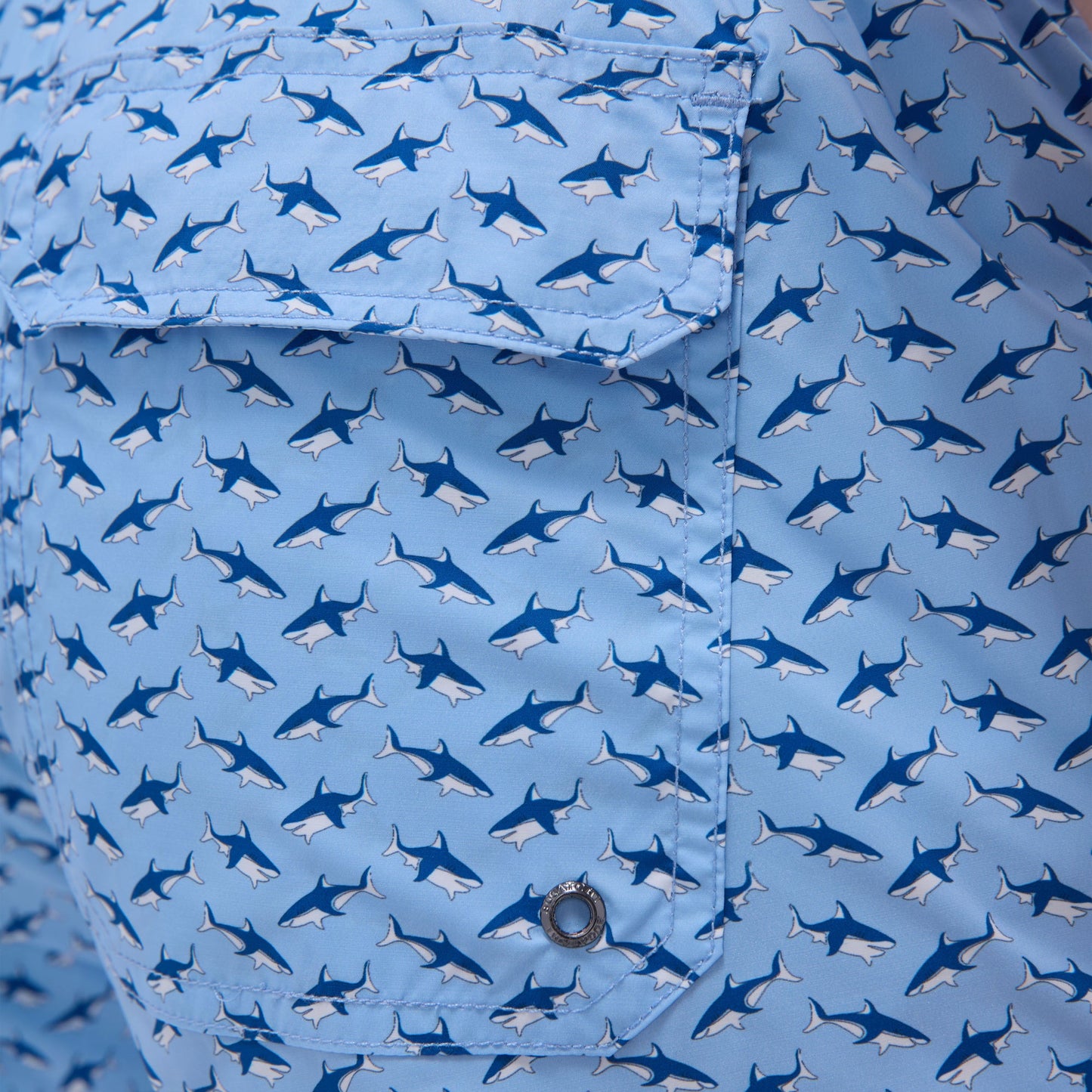 Bugatchi Cosmo Fish Print Swim Trunks Sky