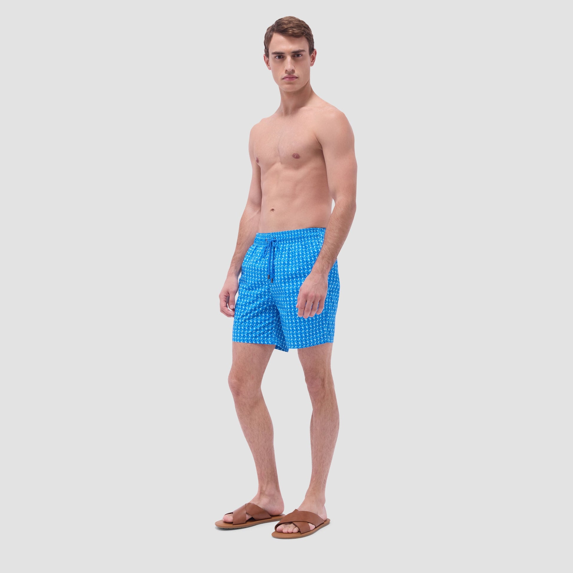 Bugatchi Cosmo Geometric Swim Trunks Classic Blue