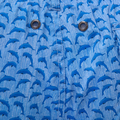 Bugatchi Cosmo Dolphin Swim Trunks Classic Blue