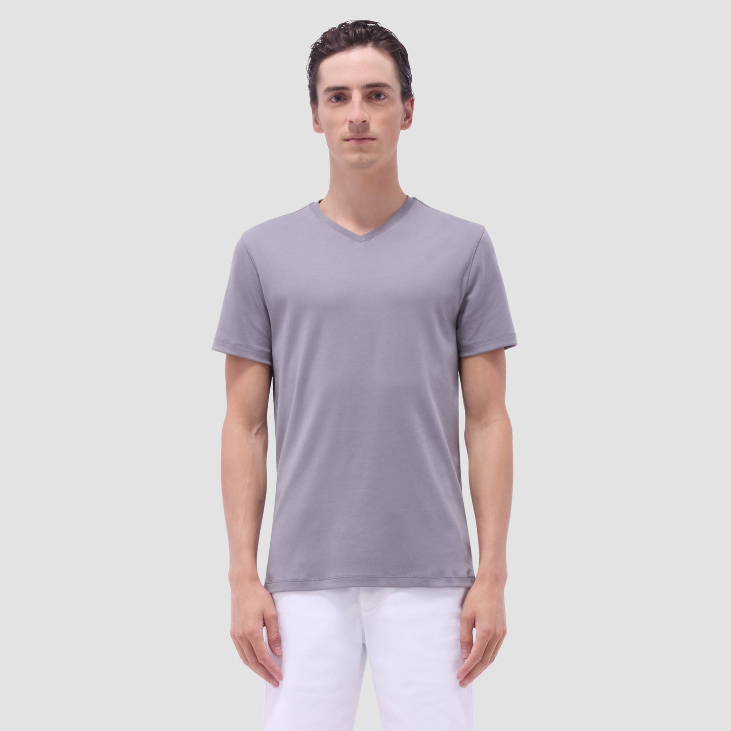 Bugatchi Holden V-Neck T-Shirt Zinc