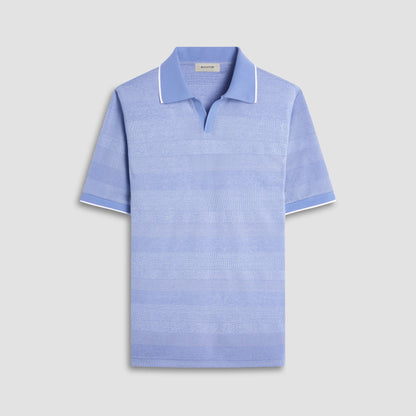 Bugatchi Mixed Media Johnny Collar Polo Shirt Air Blue