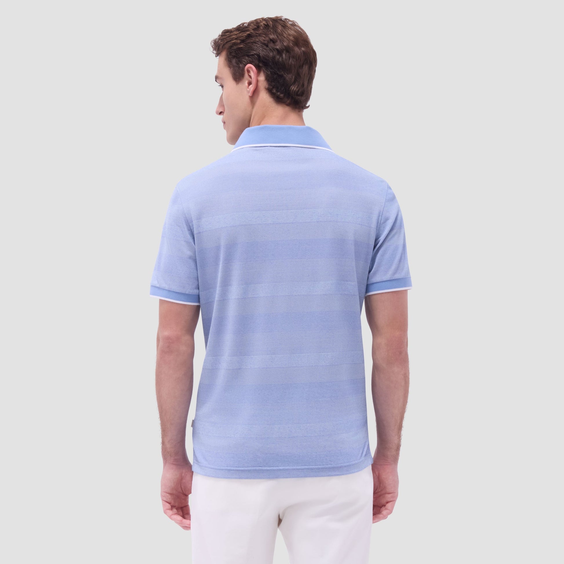 Bugatchi Mixed Media Johnny Collar Polo Shirt Air Blue