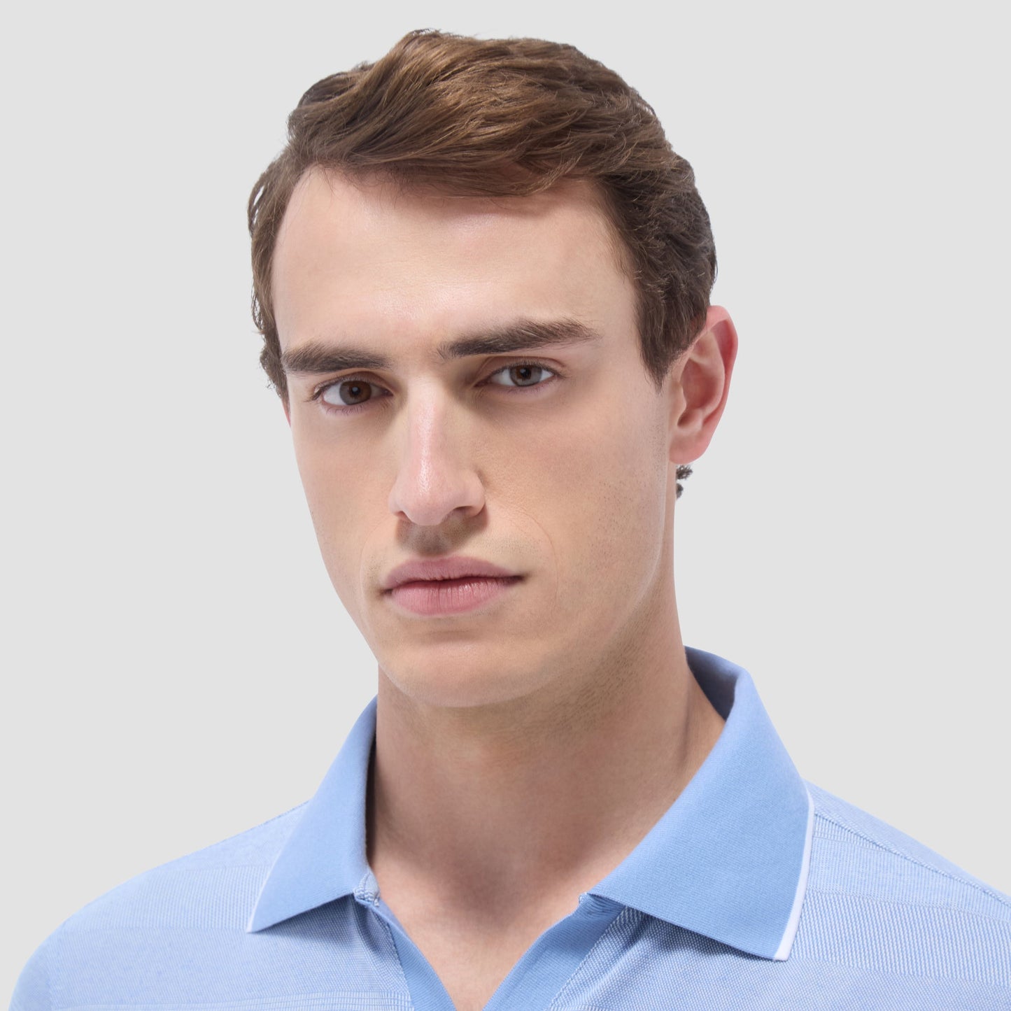 Bugatchi Mixed Media Johnny Collar Polo Shirt Air Blue