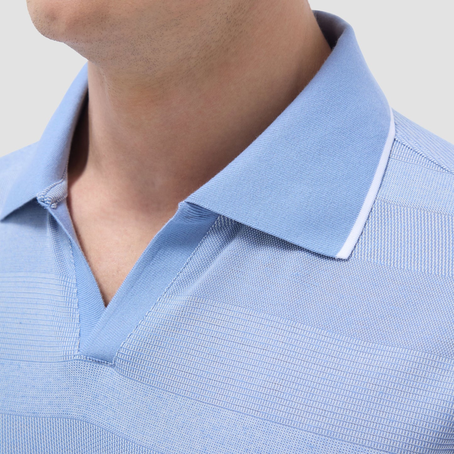 Bugatchi Mixed Media Johnny Collar Polo Shirt Air Blue