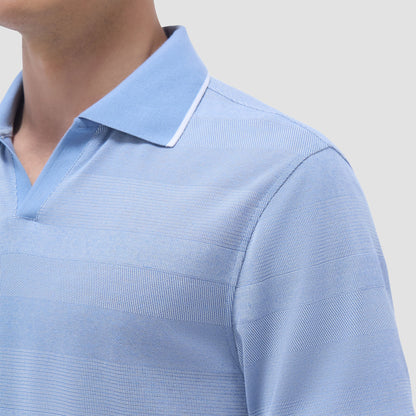 Bugatchi Mixed Media Johnny Collar Polo Shirt Air Blue
