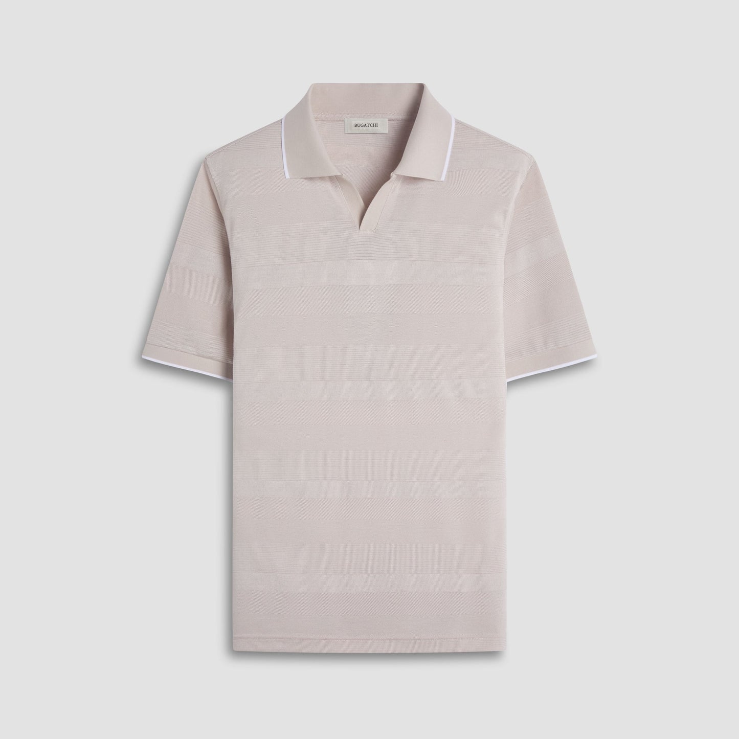 Bugatchi Mixed Media Johnny Collar Polo Shirt Almond