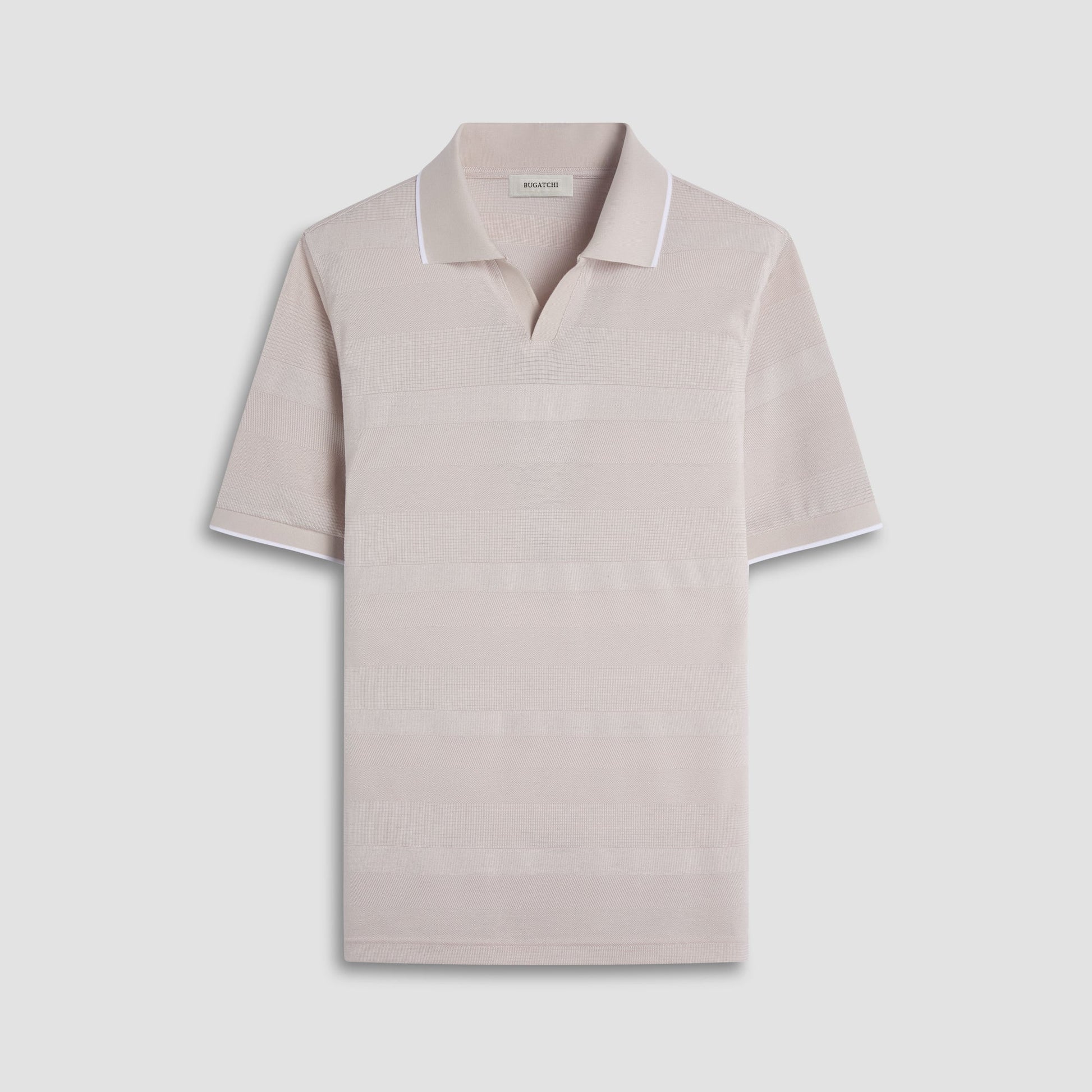 Bugatchi Mixed Media Johnny Collar Polo Shirt Almond