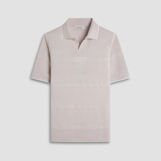 Bugatchi Mixed Media Johnny Collar Polo Shirt Almond