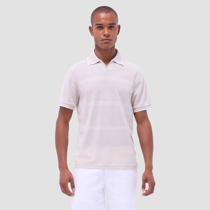 Bugatchi Mixed Media Johnny Collar Polo Shirt Almond