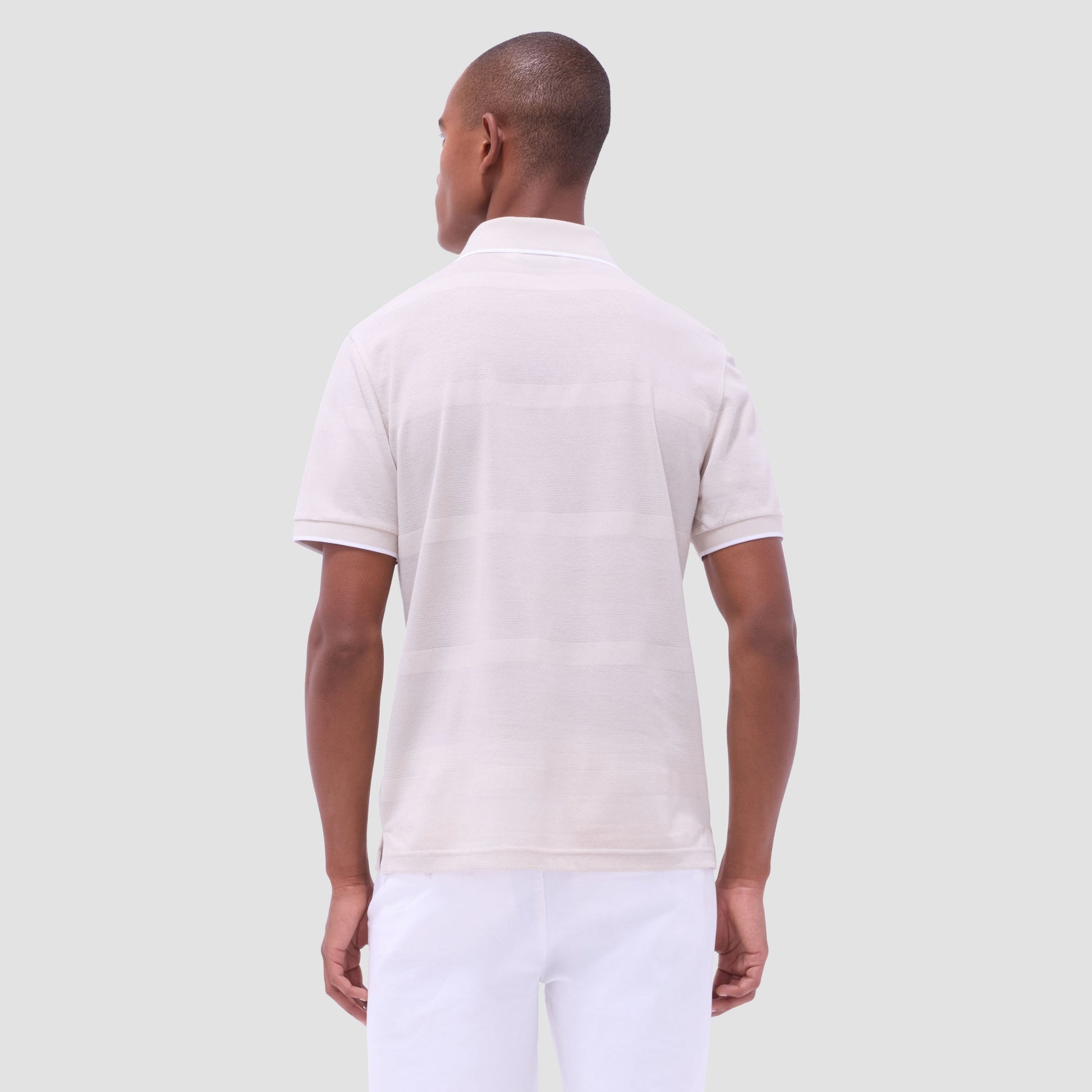 Bugatchi Mixed Media Johnny Collar Polo Shirt Almond