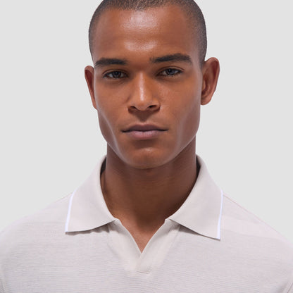 Bugatchi Mixed Media Johnny Collar Polo Shirt Almond