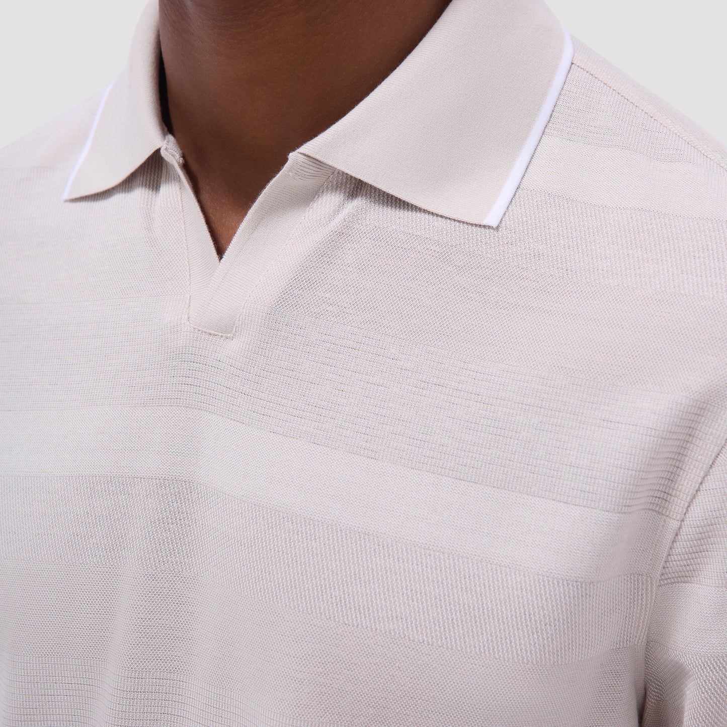 Bugatchi Mixed Media Johnny Collar Polo Shirt Almond