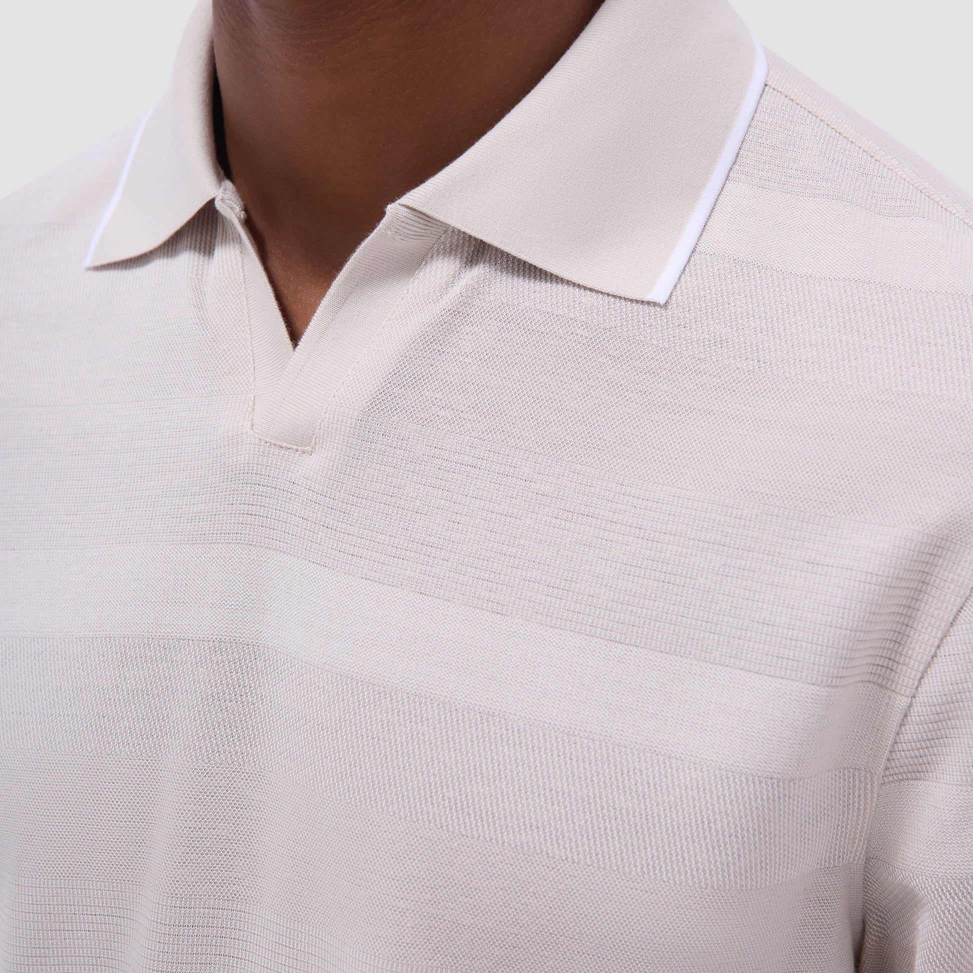 Bugatchi Mixed Media Johnny Collar Polo Shirt Almond