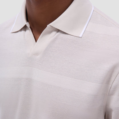 Bugatchi Mixed Media Johnny Collar Polo Shirt Almond