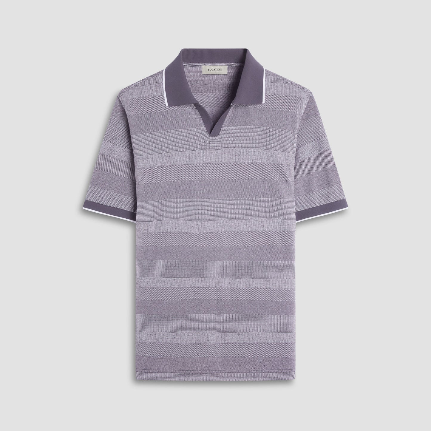 Bugatchi Mixed Media Johnny Collar Polo Shirt Anthracite