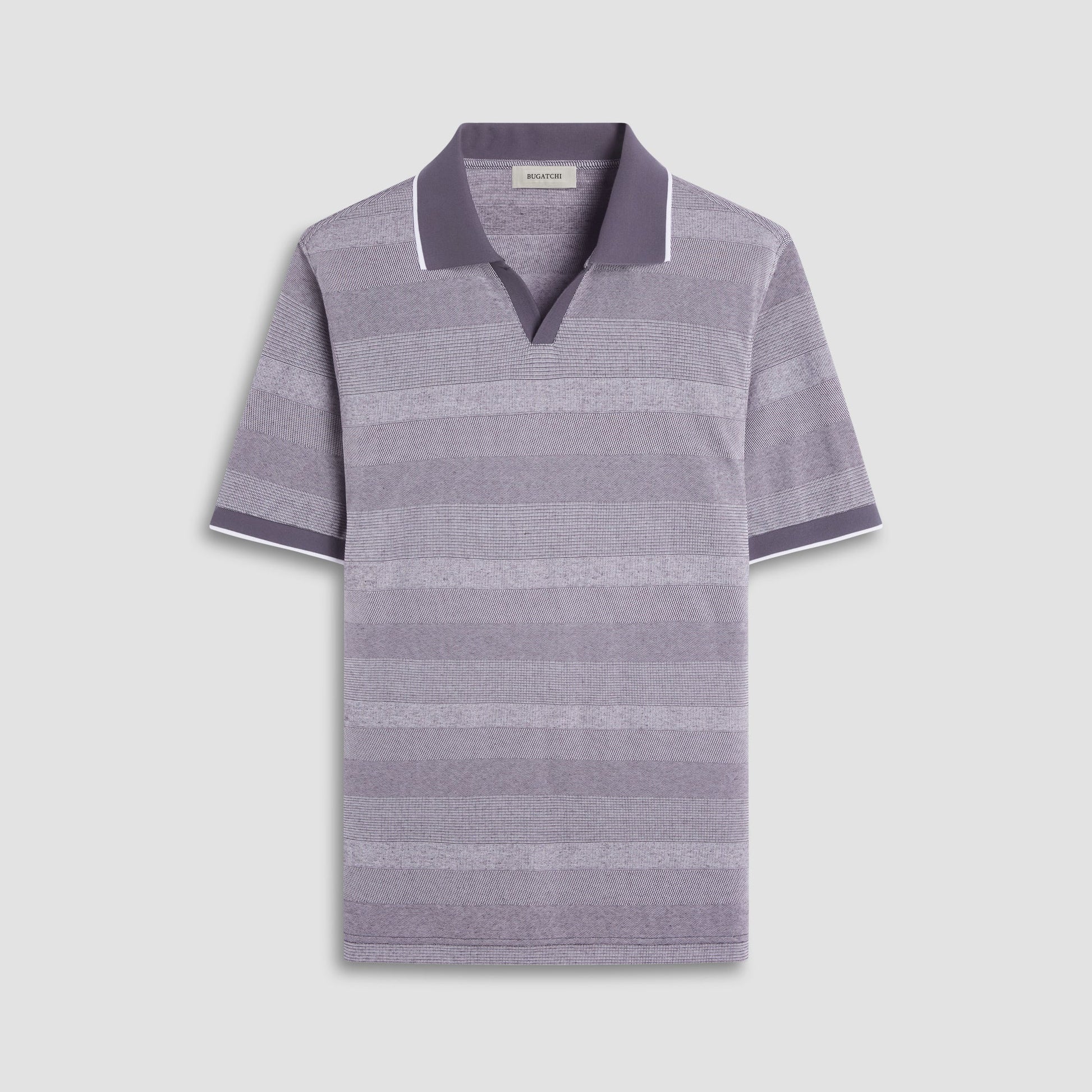 Bugatchi Mixed Media Johnny Collar Polo Shirt Anthracite