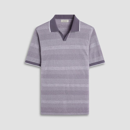 Bugatchi Mixed Media Johnny Collar Polo Shirt Anthracite