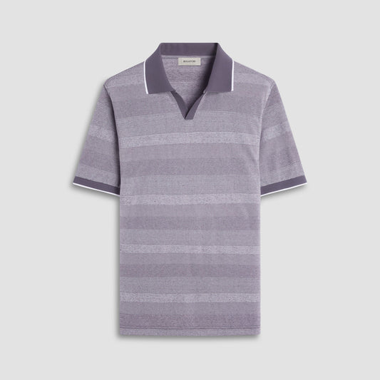 Bugatchi Mixed Media Johnny Collar Polo Shirt Anthracite