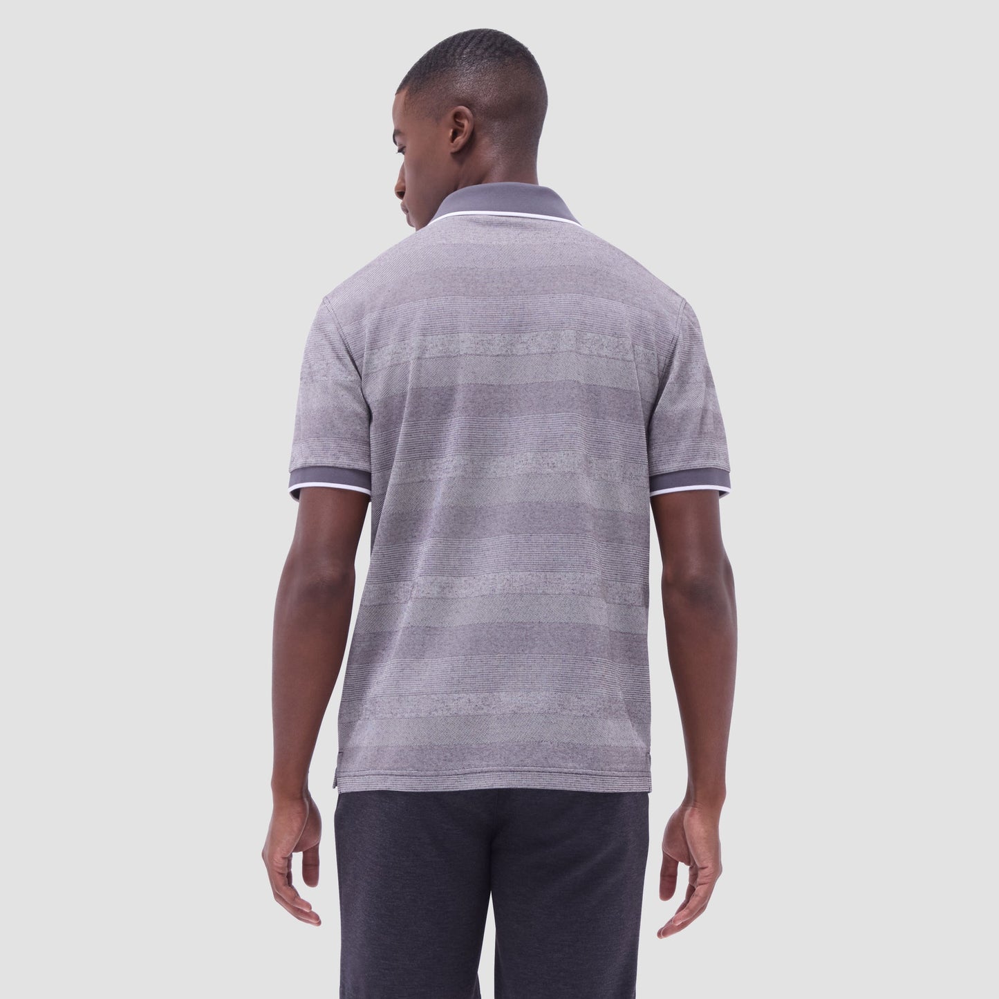 Bugatchi Mixed Media Johnny Collar Polo Shirt Anthracite