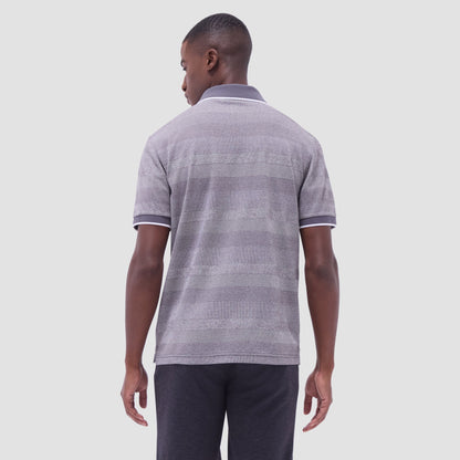Bugatchi Mixed Media Johnny Collar Polo Shirt Anthracite