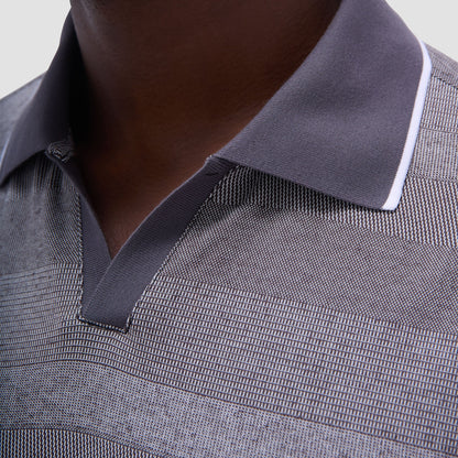Bugatchi Mixed Media Johnny Collar Polo Shirt Anthracite