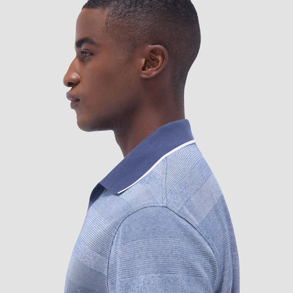 Bugatchi Mixed Media Johnny Collar Polo Shirt Indigo