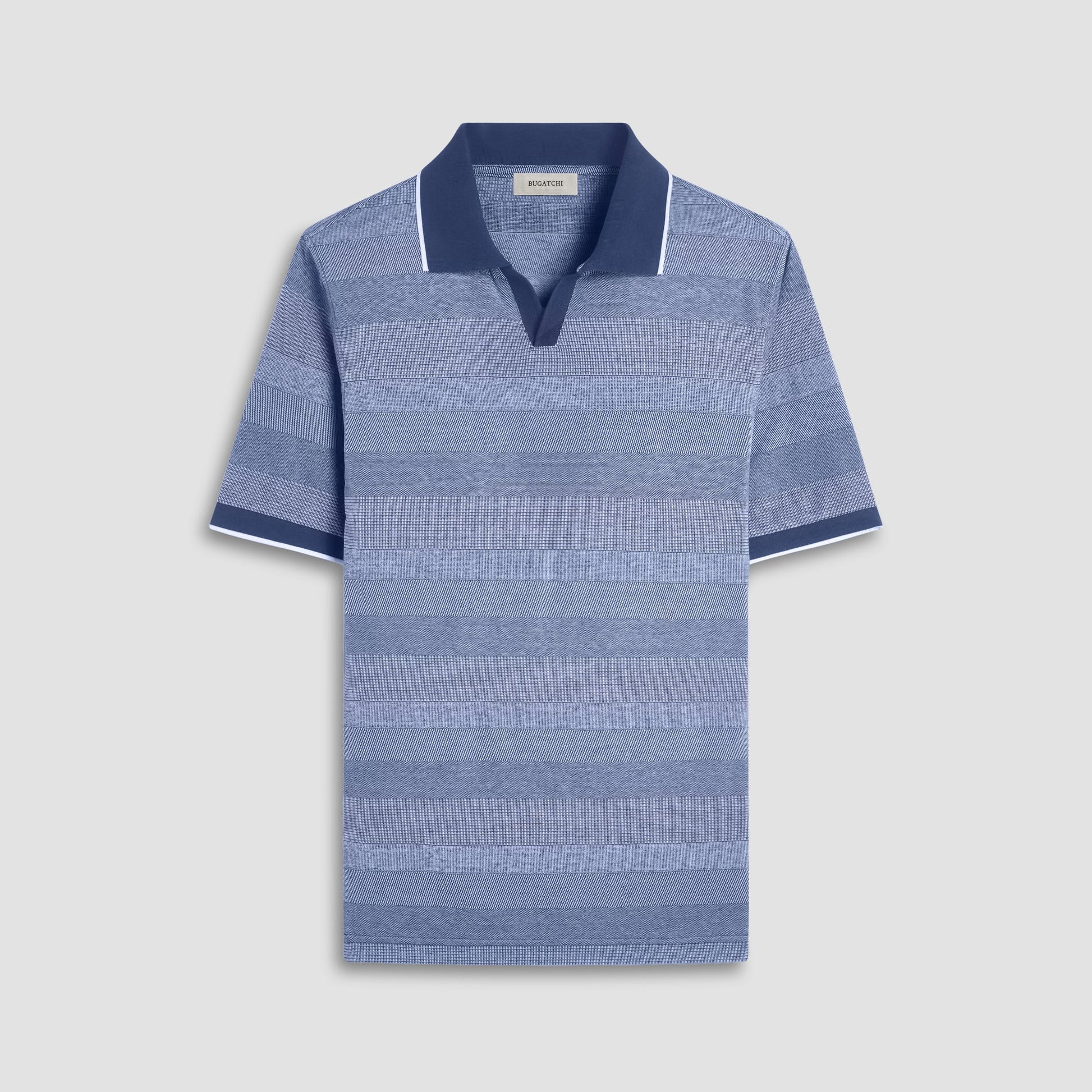Bugatchi Mixed Media Johnny Collar Polo Shirt Indigo