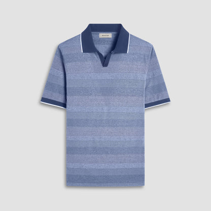 Bugatchi Mixed Media Johnny Collar Polo Shirt Indigo
