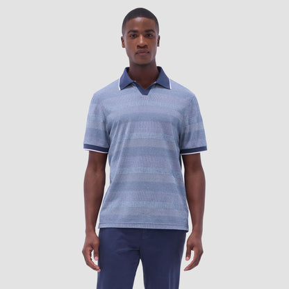 Bugatchi Mixed Media Johnny Collar Polo Shirt Indigo