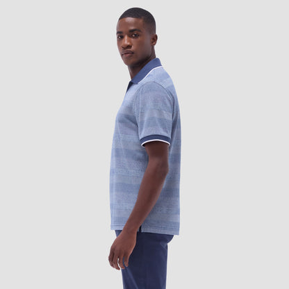 Bugatchi Mixed Media Johnny Collar Polo Shirt Indigo