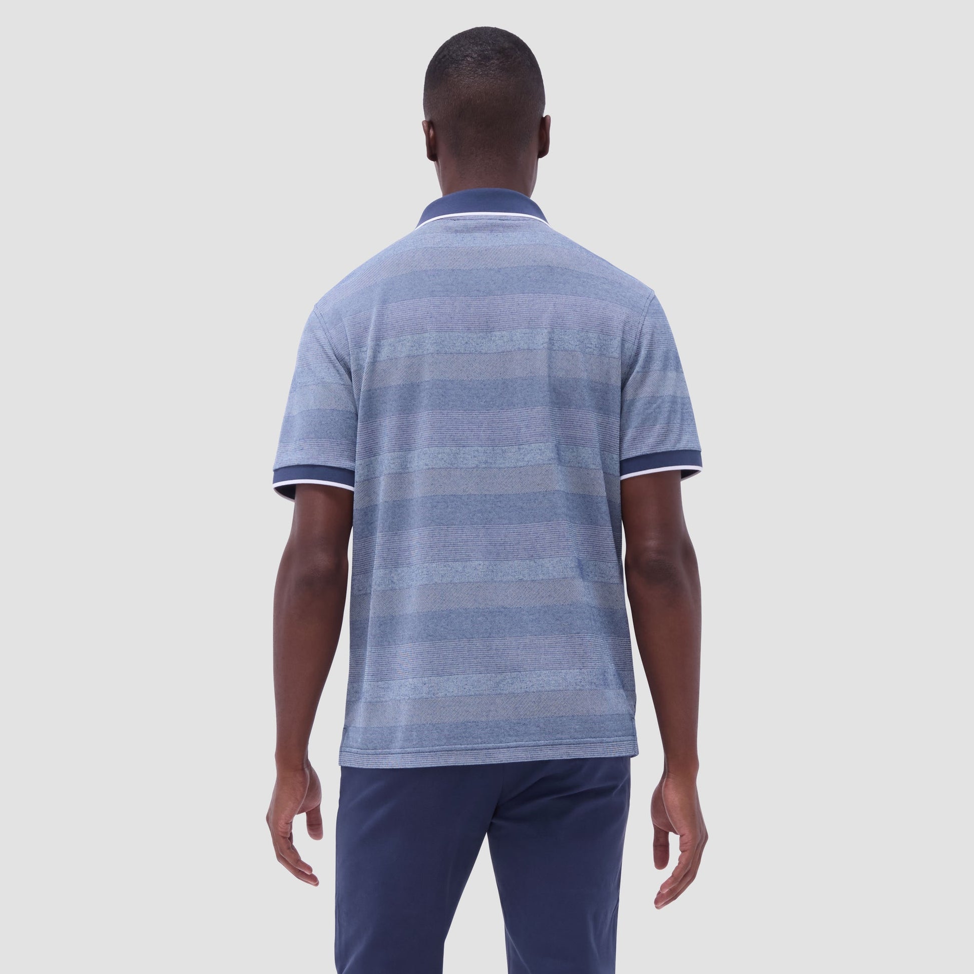 Bugatchi Mixed Media Johnny Collar Polo Shirt Indigo