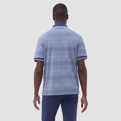 Bugatchi Mixed Media Johnny Collar Polo Shirt Indigo