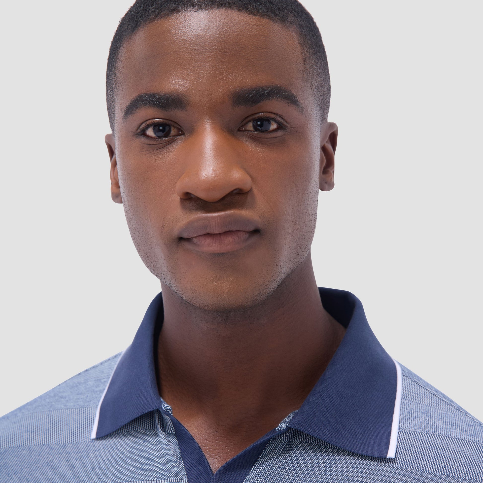 Bugatchi Mixed Media Johnny Collar Polo Shirt Indigo