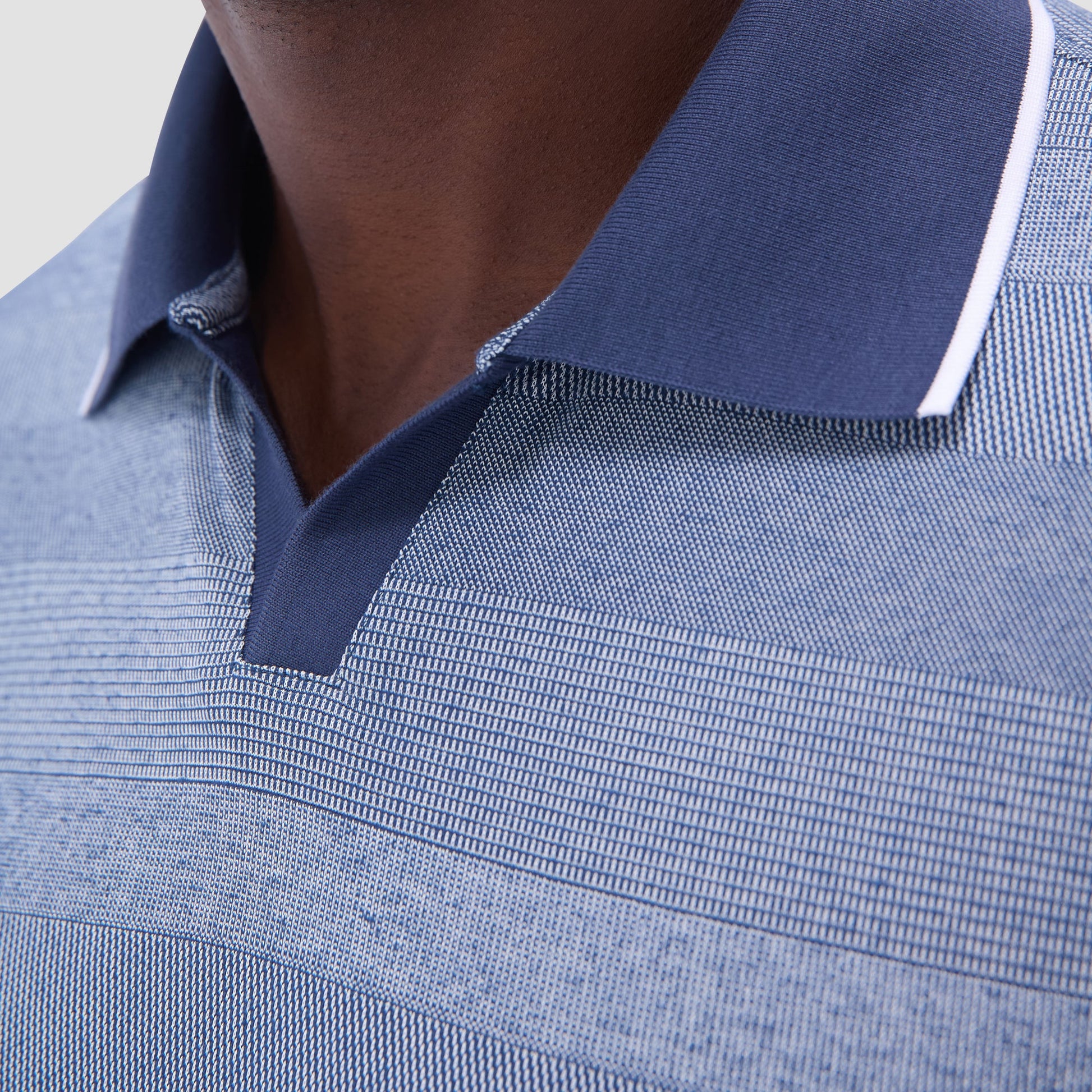 Bugatchi Mixed Media Johnny Collar Polo Shirt Indigo