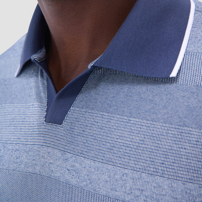 Bugatchi Mixed Media Johnny Collar Polo Shirt Indigo