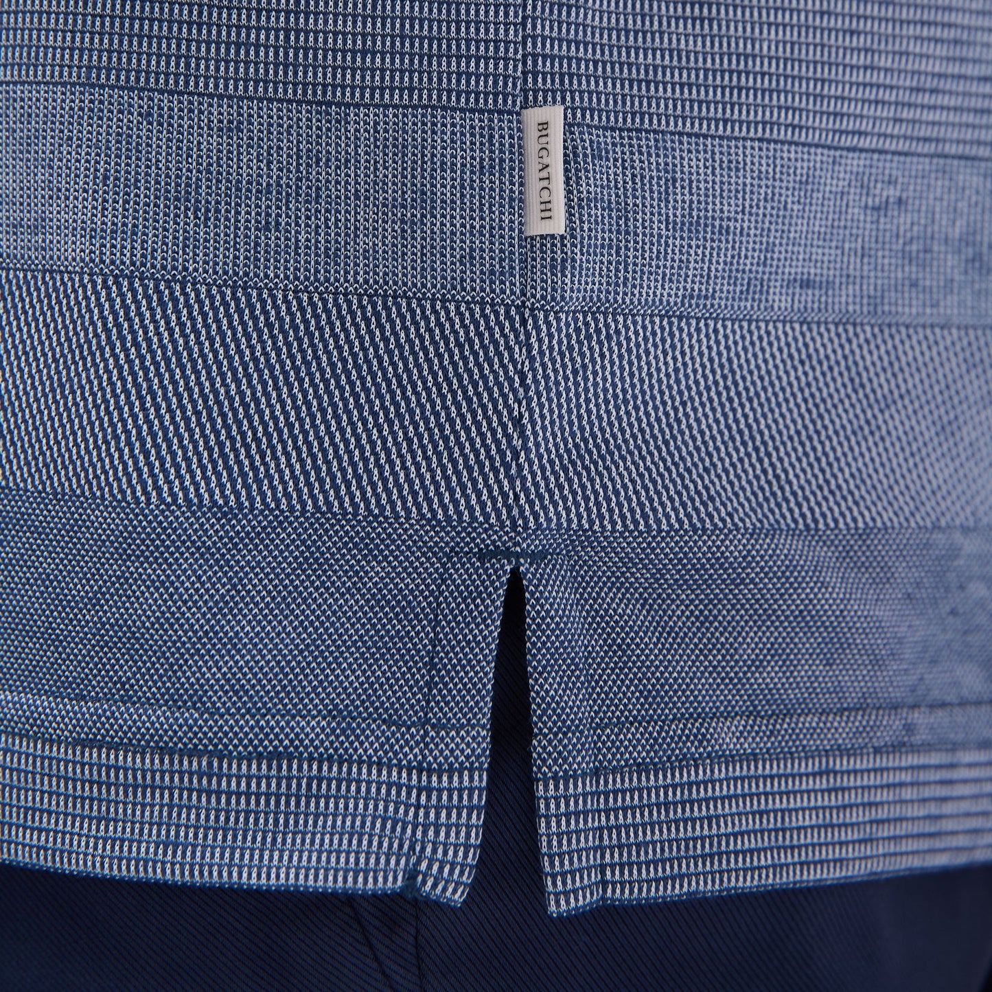 Bugatchi Mixed Media Johnny Collar Polo Shirt Indigo