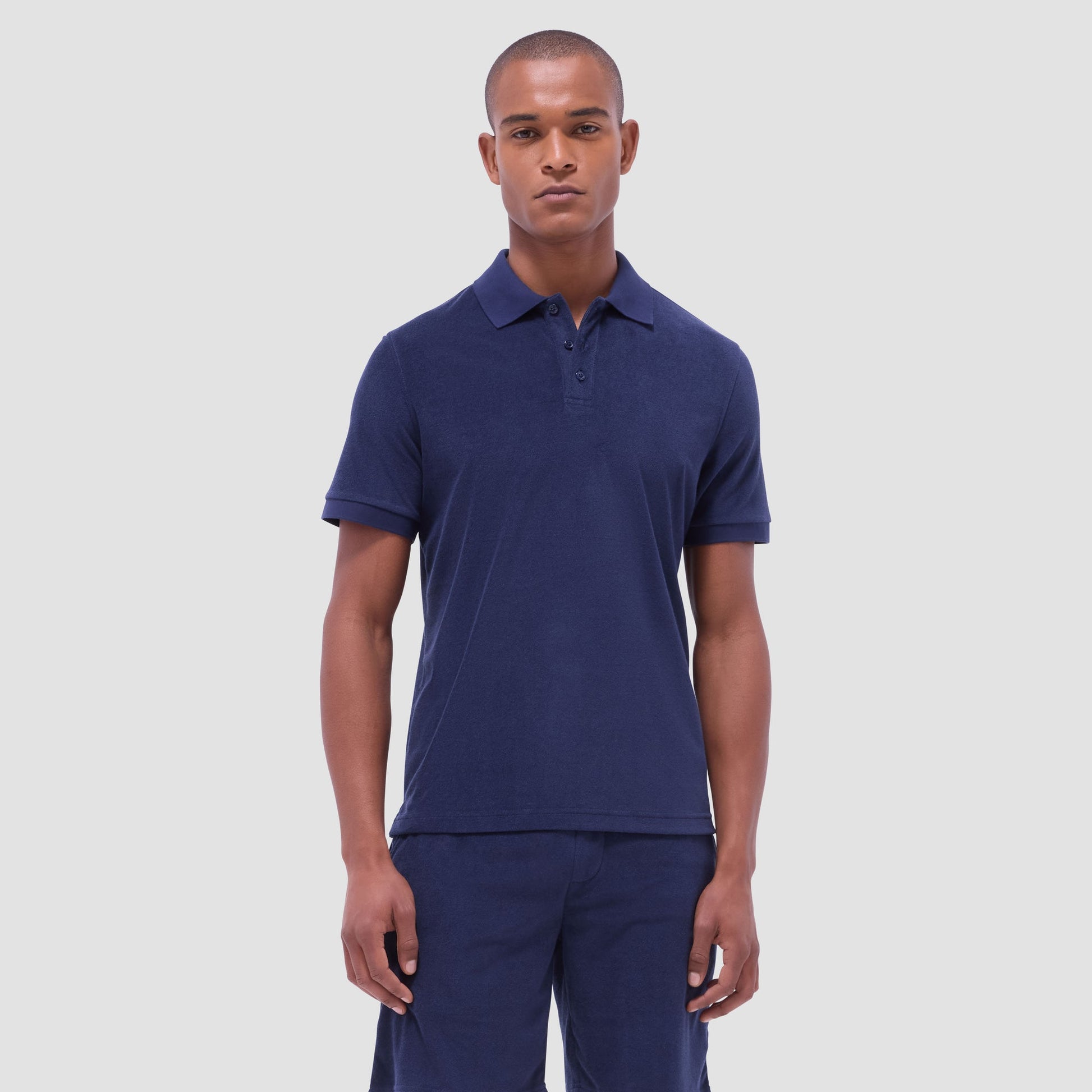Bugatchi French Terry Polo Shirt Navy