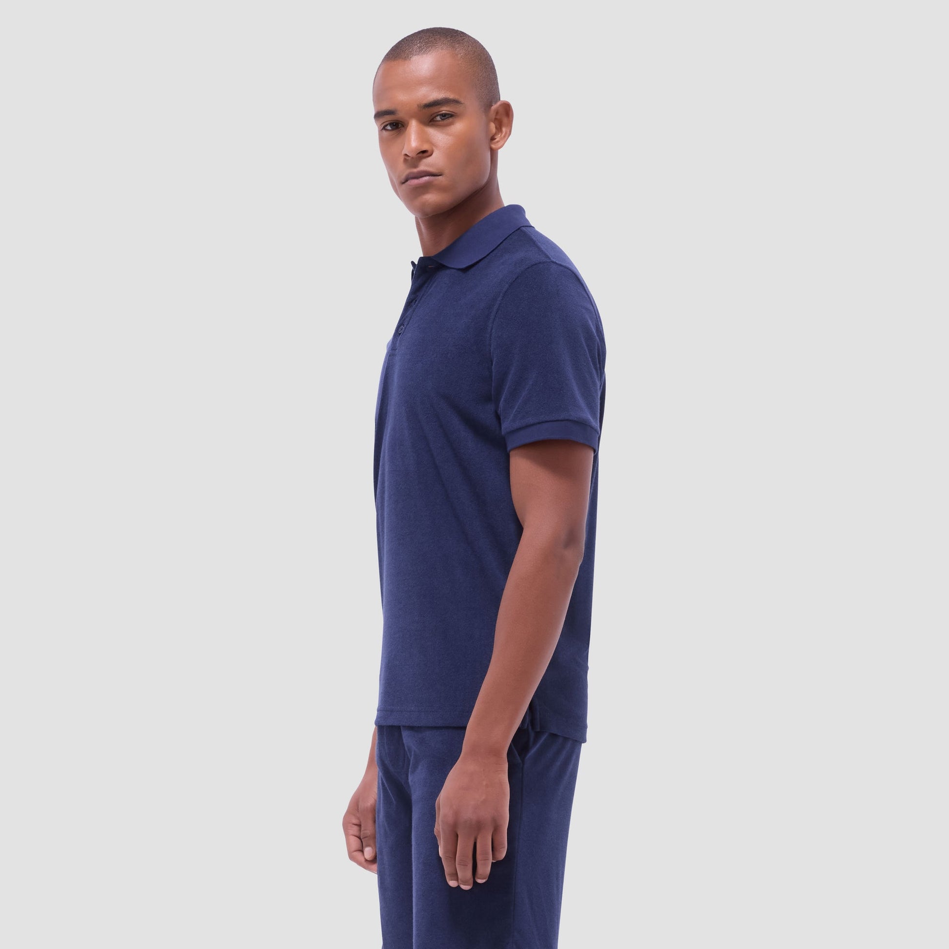 Bugatchi French Terry Polo Shirt Navy