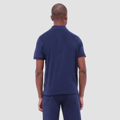 Bugatchi French Terry Polo Shirt Navy