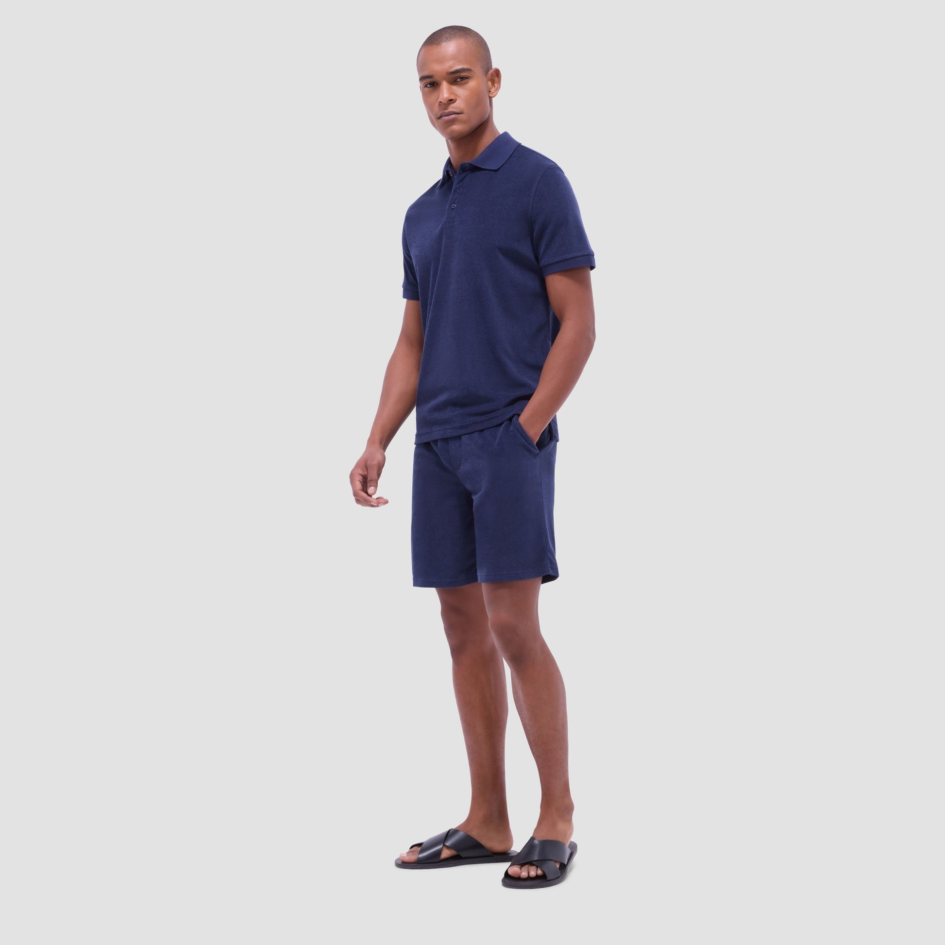 Bugatchi French Terry Polo Shirt Navy